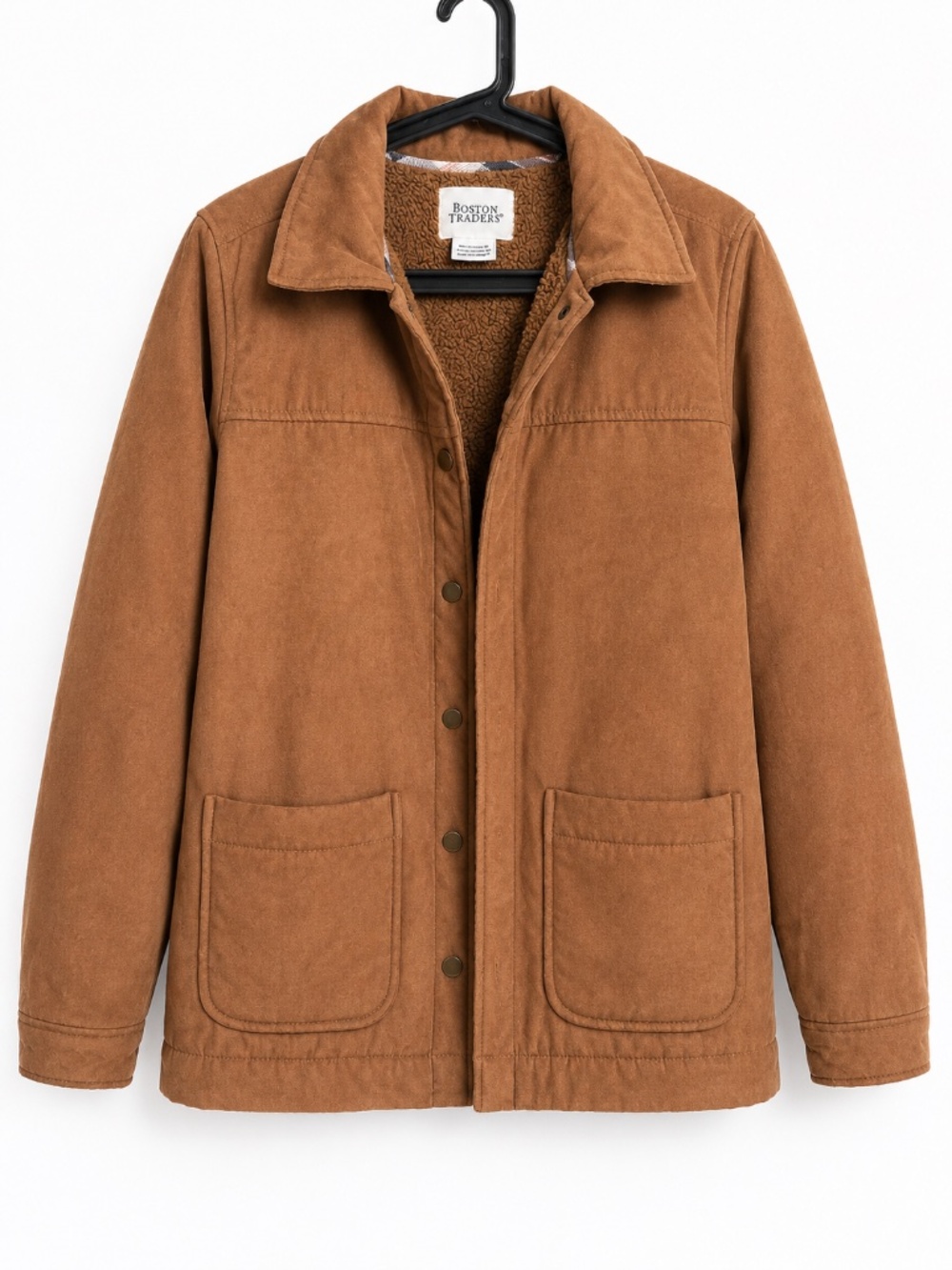 BOSTON TRADERS Tan Brown Faux Suede Sherpa Lined Jacket Small
